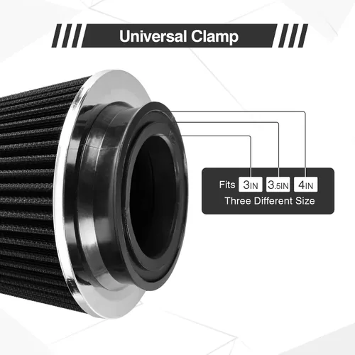 Miniatura 3 de Filtro de Admisión de Aire Universal con Abrazadera se ajusta a 3 Pulgadas/3.5 Pulgadas/4 Pulgadas Tres Tamaños Diferentes, Filtro de Admisión
