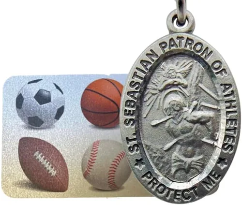 Miniatura 7 de Westmon Works Juego de medalla de San Sebastián para todos los deportes con colgante de medallón de peltre y tarjeta de oración en una bolsa