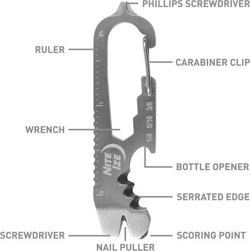 Miniatura 13 de Nite IZE KMTSE-11-R3 DoohicKey Llavero Multiherramienta, 1 Unidad (Paquete de 1), Acero Inoxidable