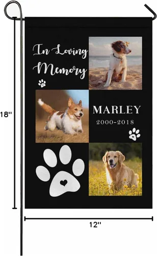 Miniatura 5 de Bandera conmemorativa personalizada para perros, banderas personalizadas con nombre de foto de mascota perdida, conmemoración para perros, Bandera