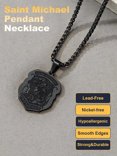 Miniatura 142 de U7 Saint Benedict/Michael Medal Necklace, 316L Stainless Steel Virgin Mary Necklace for Men Women, Bible Verse Protection Necklace Catholic