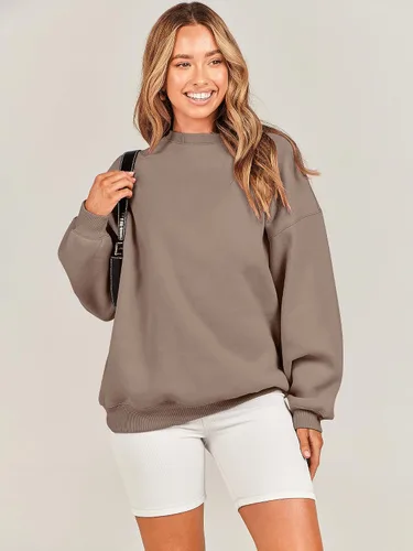 Miniatura 6 de ANRABESS Sudadera de gran tamaño para mujer, con cuello redondo, estilo Y2K, sudadera con capucha de forro polar, cómoda, camiseta informal, ropa