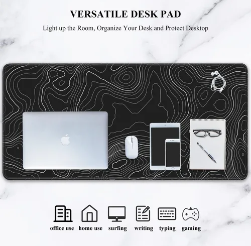 Miniatura 7 de Auhoahsil Alfombrilla grande para mouse, tamaño XXL, extendida de 35 x 15 pulgadas, base de goma antideslizante, bordes cosidos, superficie 03