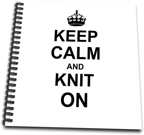 3dRose Keep Calm and Knit on-Carry on Knitting-Knitter Hobby Gifts-black Fun Funny Humor Humorous-Drawing Book, 8 por 8" (db_157736_1)