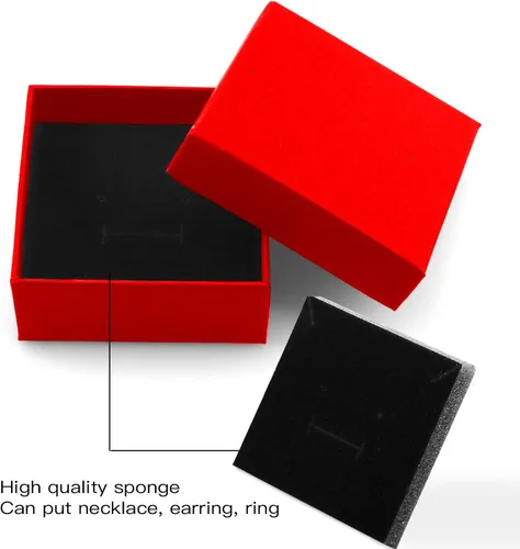 Miniatura 6 de Caja de regalo para collar y aretes, caja de regalo, 12 cajas de regalo cuadradas de cartón para joyas, caja de regalo de papel de cartón relleno