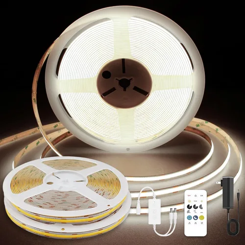 Miniatura 26 de Tira LED COB, tira de luz LED COB blanca cálida de 16.4 pies, tira de luz LED regulable de 2700 K, CRI92+, 0.315 in de ancho, cinta LED flexible