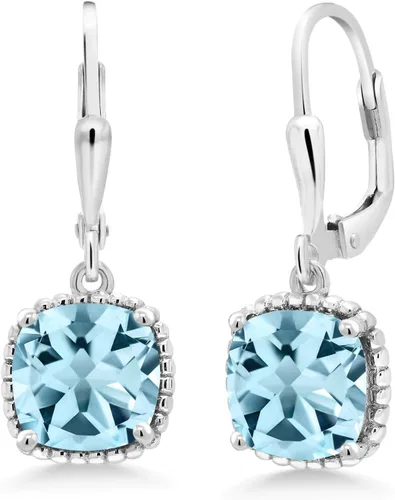 Miniatura 27 de Gem Stone King Aretes colgantes de plata de ley 925 de 0.315 pulgadas para mujer