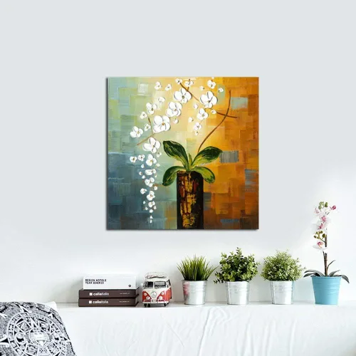 Miniatura 5 de Pintura 100% hecha a mano "Beauty of Life" de Wieco Art, para decoración de paredes, pintura al óleo sobre, diseño floral Galería envuelta
