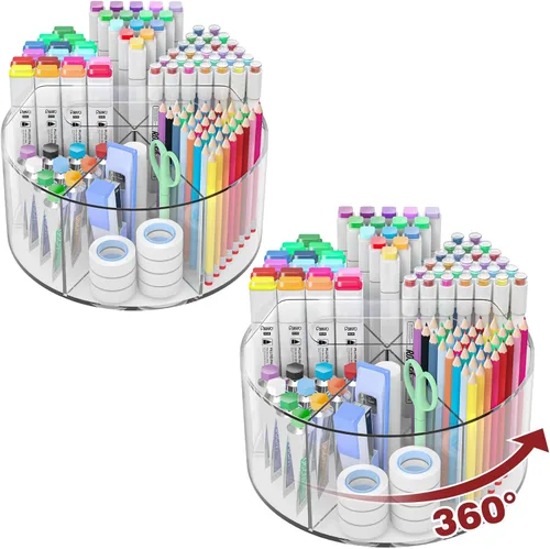 Miniatura 11 de Organizador de Lápices y Bolígrafos de Acrílico Absonic, Porta Lápices Giratório de 360 Grados, Organizador de Ceras para Niños, Organizador