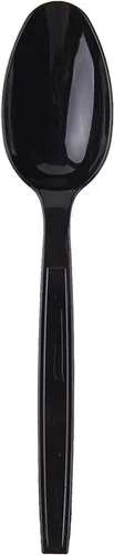 Miniatura 7 de Cucharas de plástico desechables empaquetadas individualmente, color negro, 7 pulgadas, para llevar comercial, masa súper dura, pesada envuelta