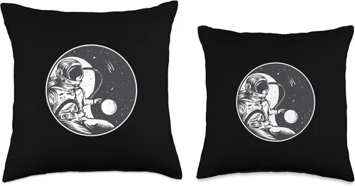 Miniatura 3 de Astronaut Moon Yin Yang Almohada espacial, 16 x 16, multicolor