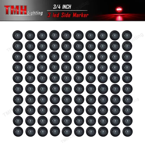 Miniatura 2 de TMH Paquete de 100 luces LED rojas de 3/4 pulgadas con lente ahumada de 3/4 pulgadas, luces de marcador LED laterales para remolque, camión, Lente