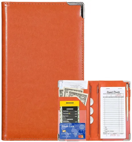 Miniatura 7 de Libros para camarera – Cartera de mesero de 5 x 9 pulgadas con bolsillo con cremallera, lindo organizador de libros de camarera y camareros con Gris