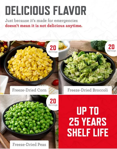 Miniatura 5 de ReadyWise Kit de caja de verduras liofilizadas Alimentos de emergencia 72 porciones