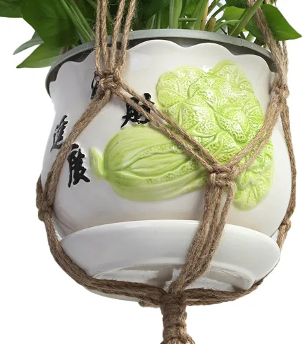 Miniatura 2 de Vpang - 2 piezas de macramé para colgar en la pared, soporte para macetas de doble nivel, cuerda de yute para decoración interior y exterior, 55