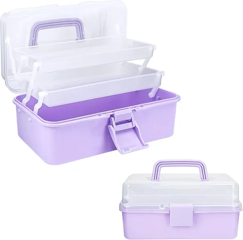 Miniatura 8 de Organizadores y almacenamiento de cajas de aparejos, organizadores y almacenamiento de manualidades de 10 pulgadas, caja de costura de tres capas