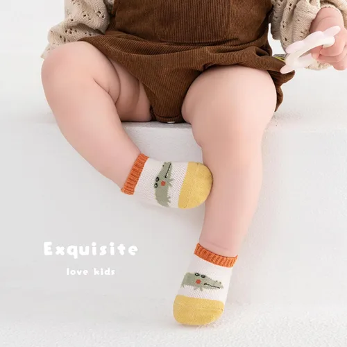 Miniatura 3 de Fly love 8 pares de calcetines de tobillo antideslizantes para bebés, calcetines de algodón con agarre bajo para niños pequeños, diseños de animales