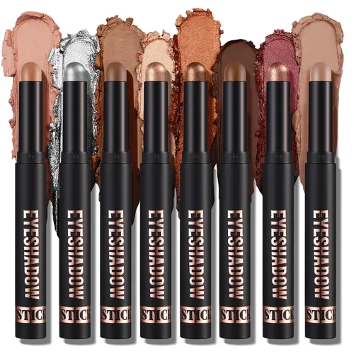 Miniatura 26 de Juego de barras de sombra de ojos, color crema mate para ojos, lápiz de ojos brillante, sombra de ojos impermeable, larga duración Conjunto B