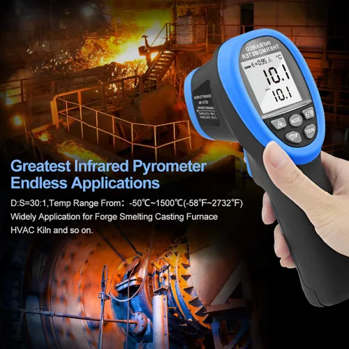 Miniatura 5 de Termómetro infrarrojo de alta temperatura -58℉~2732℉ Pirómetro industrial 30:1 medidor de temperatura IR digital, pistola de alta temperatura sin