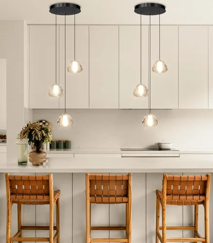 Miniatura 7 de Lámpara colgante moderna de cristal para isla de cocina, comedor, dormitorio, pasillo, color negro
