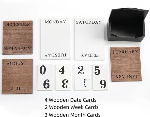 Miniatura 3 de Calendario perpetuo con bloques de madera, calendario para el hogar, día de San Valentín, regalo, decoración de oficina, escritorio, fecha, semana