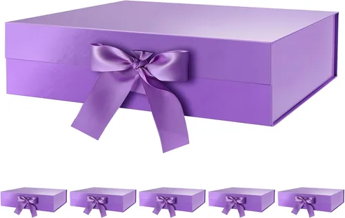 Miniatura 13 de GREEN BEAN Caja de regalo grande con tapa para regalo de 13 x 9.7 x 3.4 pulgadas, caja magnética azul bebé con cinta, propuesta de dama de honor
