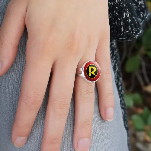 Miniatura 2 de GRAPHICS MORE - Anillo ajustable con logotipo de Batman Robin chapado en plata