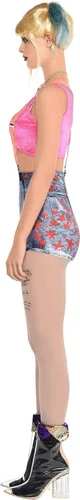 Miniatura 4 de Party City Disfraz de Halloween de Harley Quinn para mujer, aves de presa, mediano, incluye pantalones cortos, parte superior, medias y más