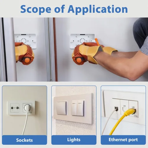 Miniatura 2 de Baluue Caja de salida de montaje en superficie, caja eléctrica ABS de una sola banda para interruptor de superficie de pared y receptáculo, extensor