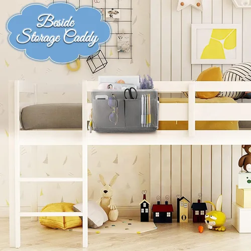 Miniatura 3 de Organizador de Mesita de Noche Cesta de Almacenamiento Colgante para Mesita de Noche Organizador de Cama para Cabeceros Literas Dormitorios