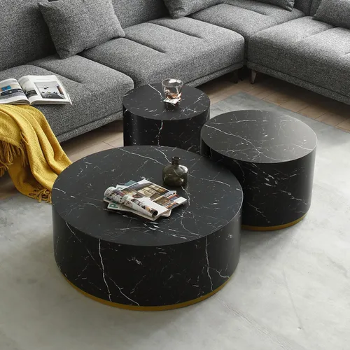 Miniatura 3 de KEVINSPACE Mesa auxiliar redonda pequeña para sala de estar, mesa auxiliar circular de madera, mesita de noche para apartamento, dormitorio, Ø 23.4