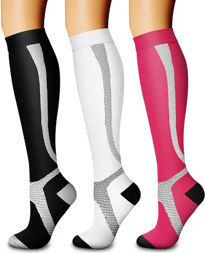 Miniatura 13 de CHARMKING - Calcetines de compresión para mujeres y hombres (3 pares), 15-20 mm Hg, el mejor apoyo para atletismo, running o ciclismo, mejora