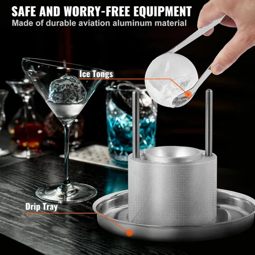 Miniatura 5 de VEVOR Prensa de bolas de hielo, máquina de bolas de hielo de 2.4", kit de prensa de bolas de hielo de aleación de aluminio para aeronaves
