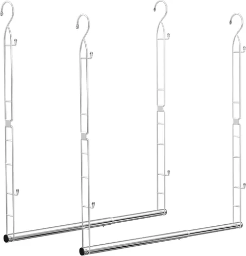 Supforce Barra colgante de acero inoxidable, paquete de 2 extensores de barra de armario ajustables de altura y ancho, organizador de almacenamiento