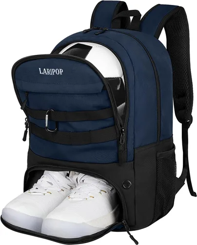 Miniatura 11 de LARIPOP Mochila de Fútbol, Bolsa de Fútbol con Soporte para Balón y Compartimento para Zapatos, Bolsas de Entrenamiento para Equipos Deportivos