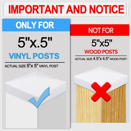 Miniatura 7 de RECTOO Tapones de vinilo para postes de valla de 5 x 5, pirámide decorativa de PVC blanco para valla y cubierta de vinilo de 5 x 5 pulgadas,