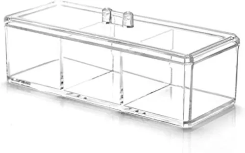 Miniatura 10 de Almohadillas cuadradas de algodón acrílico, soporte para hisopos, organizador de hisopos de gasa, dispensador de Q-tip para almacenamiento