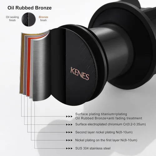 Miniatura 8 de KENES Desagüe Pop Up de Bronce Frotado con Aceite para Lavabo Vessel de Baño, Tapón de Desagüe para Lavabo de Tocador, Ensamblaje de Desagüe