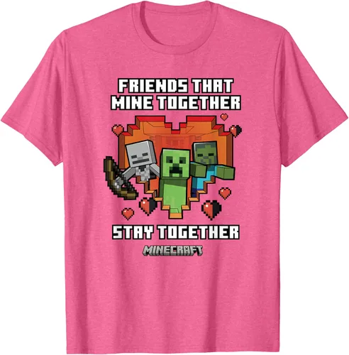 Miniatura 27 de Minecraft Camiseta de San Valentín Friends That Mine Together Mobs, Negro