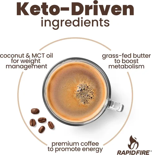 Miniatura 5 de Rapidfire Caramel Macchiato Cápsulas de café cetogénico de alto rendimiento, apoya la energía y el metabolismo, control de peso, taza K de una sola