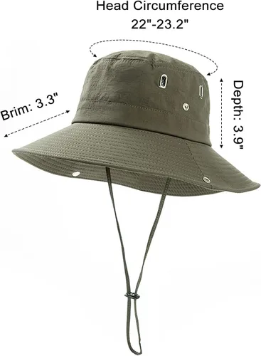 Miniatura 4 de Muryobao Men Sun Hat Summer Wide Brim UPF 50+ UV Protection Bucket Cap Waterproof Foldable Boonie Hats for Safari Fishing
