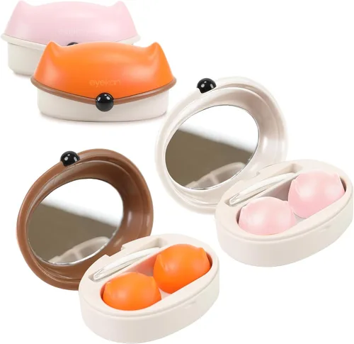 Miniatura 23 de Estuche 2 en 1 para Lentes de Contacto y Anteojos para Mujeres, Hombres y Niños, Estuche Duro Portátil de Doble Cara para Anteojos de Viaje