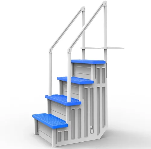 Miniatura 8 de Aqua Select Everest en escalones de piscina Blanco perla con peldaños gris nube para piscinas sobre el suelo Montaje en cubiertas de 48 a 54