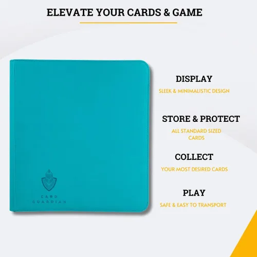 Miniatura 7 de Card Guardian - Carpeta premium de 12 bolsillos con zíper para 480 tarjetas, juegos de cartas coleccionables TCG (Azul verdoso)