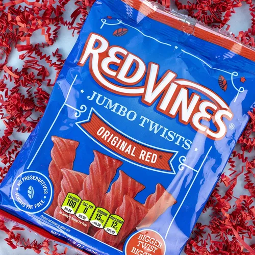 Miniatura 6 de Red Vines Regaliz jumbo, sabor rojo original, bolsas de 8 onzas (paquete de 12), suaves y masticables dulces Twists