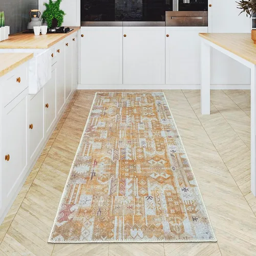 Miniatura 97 de GLN Rugs Bohemian Collection - Alfombra de felpilla lavable a máquina, bohemio vintage, antideslizante, alfombra de felpilla de pelo bajo, alfombra