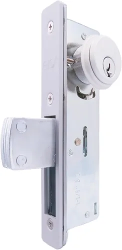 elox Cerradura de cerrojo de aluminio para puerta de embutir de acero oscilante, cerrojo oscilante, cilindro de zinc de doble llave y 4 llaves,