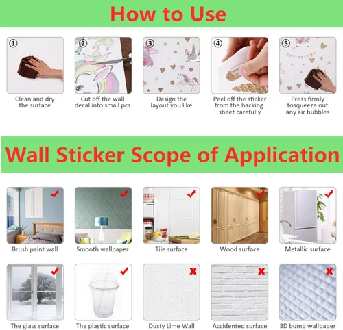 Miniatura 7 de Adhesivo de Pared de Unicornio, Adhesivo de Pared de Unicornio de Tamaño Grande para Decoración de Dormitorio de Niñas, Fiesta de Cumpleaños