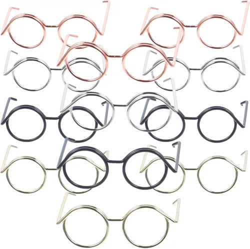 NUOBESTY 20 mini lentes de muñeca con borde de alambre de metal, lentes transparentes, lentes de tela, accesorios de disfraz para manualidades, 1.5
