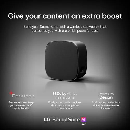 Miniatura 4 de LG W7 Sound Suite Wireless Subwoofer - 8” Deep Bass, Dolby Atmos FlexConnect, Compatible TVs, H7 Soundbar & M5/M7 Speakers, Flexible